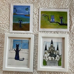 Set of 4 Pete the Cat Prints by James Dean. 2 in frame and 2 just prints.